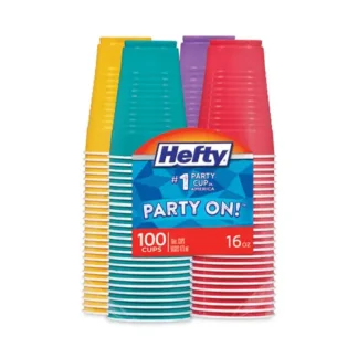 Hefty® Easy Grip Disposable Plastic Party Cups, 16 oz, Assorted Colors, 100/Pack