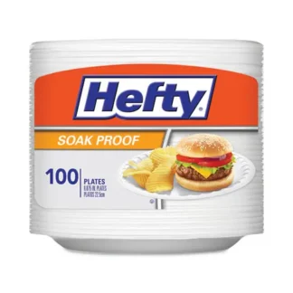 Hefty® Soak Proof Tableware Plate, Foam, 8.88" Diameter, White, 100/Pack