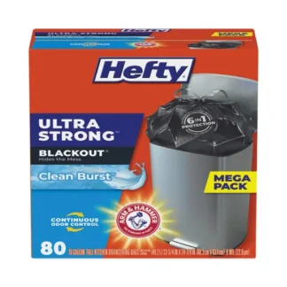 Hefty® Ultra Strong BlackOut Tall-Kitchen Drawstring Bags, 13 gal, Citrus Twist Scent, Black, 80/Box