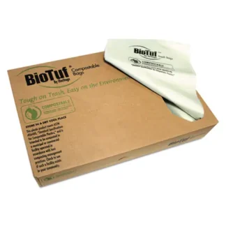 Heritage Biotuf Compostable Can Liners, 64 gal, Green, 25 Bags/Roll, 5 Rolls/Carton
