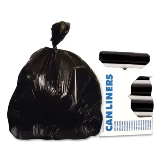Heritage Reprocessed Resin Can Liners, 45 gal, 1.2 mil, 40" x 46", Black, 100/Carton