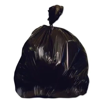 Heritage Reprocessed Resin Can Liners, 56 gal, 1.35 mil, 46" x 50", Black, 100 Bags (5 Rolls of 20)