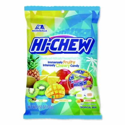 Hi-Chew™ Fruit Chews, Tropical, Peg Bag, 3.53 oz, 6/Carton