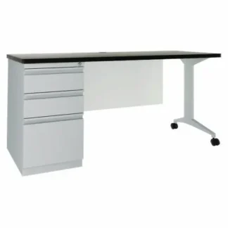 Hirsh Industries® Modern Teacher Series Pedestal Desk, Artic Silver/Weathered Charcoal