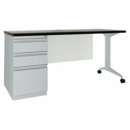 Hirsh Industries® Modern Teacher Series Pedestal Desk, Artic Silver/Weathered Charcoal