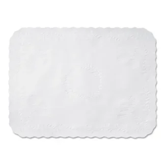 Hoffmaster® Anniversary Embossed Scalloped Edge Tray Mat, 14 x 19, White, 1,000/Carton