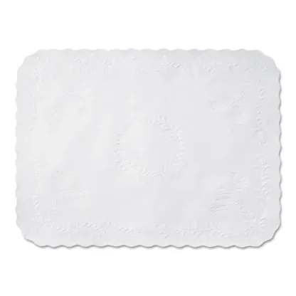 Hoffmaster® Anniversary Embossed Scalloped Edge Tray Mat, 14 x 19, White, 1,000/Carton