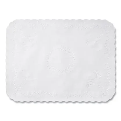 Hoffmaster® Anniversary Embossed Scalloped Edge Traymat, White, 14" x 19", 2000/Carton