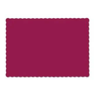 Hoffmaster® Solid Color Scalloped Edge Placemats, 9.5 x 13.5, Burgundy, 1,000/Carton