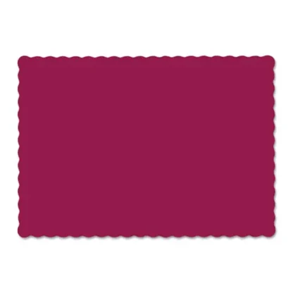 Hoffmaster® Solid Color Scalloped Edge Placemats, 9.5 x 13.5, Burgundy, 1,000/Carton