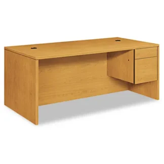 HON® 10500 Series "L" Workstation Right Pedestal Desk with 3/4 Height Pedestal, 72" x 36" x 29.5", Harvest