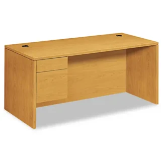 HON® 10500 Series "L" Workstation Single Pedestal Desk, 66" x 30" x 29.5", Harvest
