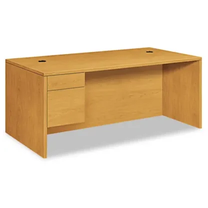 HON® 10500 Series "L" Workstation Single Pedestal Desk with 3/4 Height Pedestal, Harvest