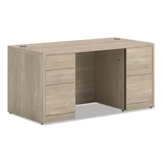 HON® 10500 Series Double Pedestal Desk with Full Pedestals, 60" x 30" x 29.5", Kingswood Walnut