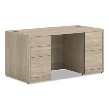 HON® 10500 Series Double Pedestal Desk with Full Pedestals, 60" x 30" x 29.5", Kingswood Walnut