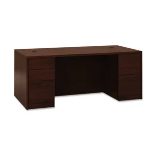 HON® 10500 Series Double Pedestal Desk with Full Pedestals, Mahogany, 72"W x 36"D x 29.5"H