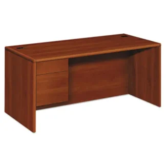 HON® 10700 Series "L" Workstation Desk with Three-Quarter Height Pedestal on Left, Cognac