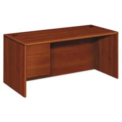 HON® 10700 Series "L" Workstation Desk with Three-Quarter Height Pedestal on Left, Cognac