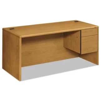 HON® 10700 Series "L" Workstation Desk with Three-Quarter Height Pedestal on Right, Harvest