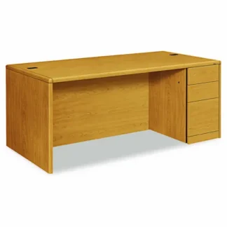 HON® 10700 Series Single Pedestal Desk with Full-Height Pedestal on Right, 72" x 36" x 29.5", Harvest