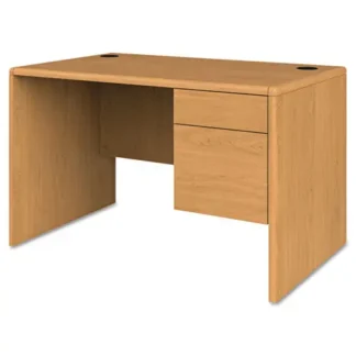 HON® 10700 Series Single Pedestal Desk with Three-Quarter Height Right Pedestal, Harvest