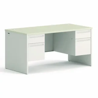 HON® 38000 Series Double Pedestal Desk, 60" x 30" x 30", Light Gray/Silver
