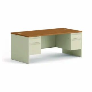 HON® 38000 Series Double Pedestal Desk, 72" x 36" x 29.5", Harvest/Putty