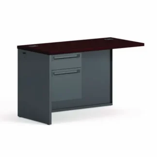 HON® 38000 Series Flush Return, Left, 48"W x 24"D x 29.5"H, Mahogany/Charcoal