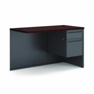 HON® 38000 Series Flush Return, Right, Mahogany/Charcoal, 48"W x 24"D x 29.5"H