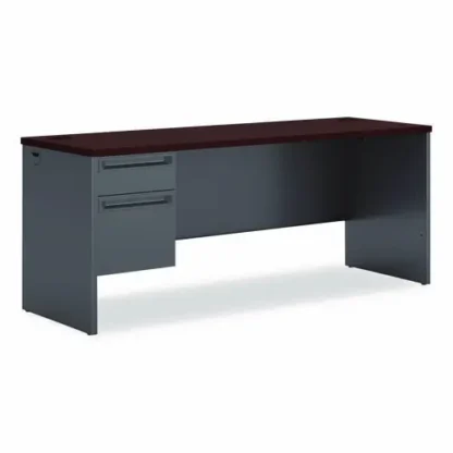 HON® 38000 Series Left Pedestal Credenza, Mahogany/Charcoal