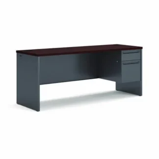 HON® 38000 Series Right Pedestal Credenza, Mahogany/Charcoal, 72"W x 24"D x 29.5"H