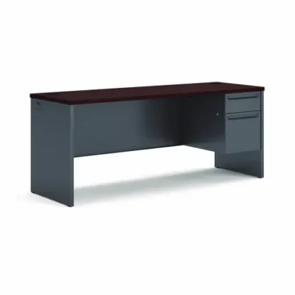 HON® 38000 Series Right Pedestal Credenza, Mahogany/Charcoal, 72"W x 24"D x 29.5"H