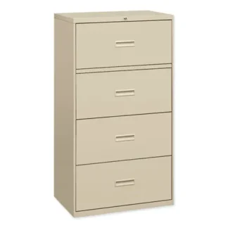HON® 400 Series 4-Drawer Lateral File Cabinet, Putty, 36"W x 18"D x 52.5"H