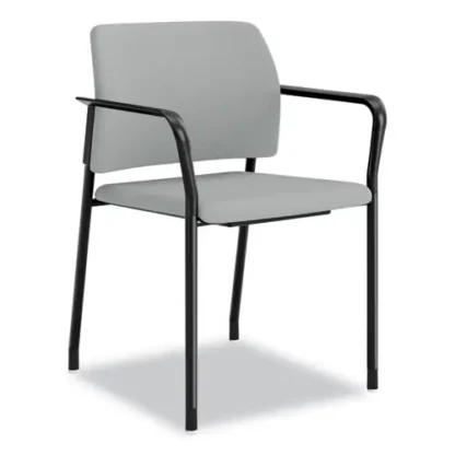 HON® Accommodate Series Guest Chair with Arms, Vinyl Upholstery, Flint Seat/Back, Charblack Legs, 2/Carton