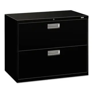 HON® Brigade 600 Series Lateral File, 2-Drawer, Black, 36"W x 18"D x 28"H