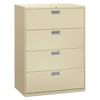HON® Brigade 600 Series Lateral File, 4 Legal/Letter-Size File Drawers, Putty