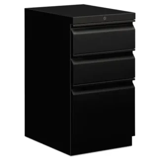 HON® Brigade Mobile Pedestal with Pencil Tray Insert, 3-Drawer, Box/Box/File, Letter Size, Black