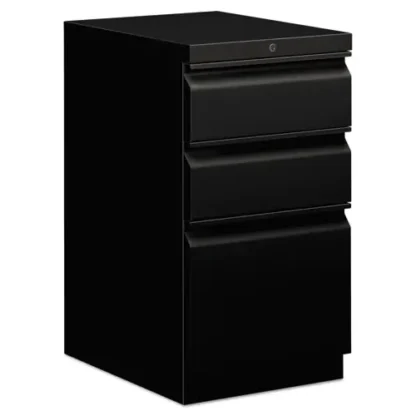 HON® Brigade Mobile Pedestal with Pencil Tray Insert, 3-Drawer, Box/Box/File, Letter Size, Black