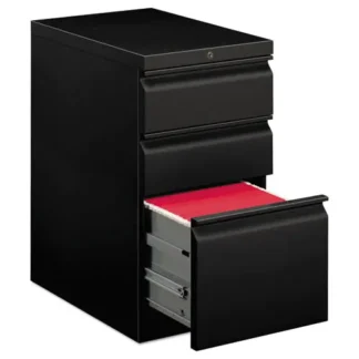 HON® Brigade Mobile Pedestal with Pencil Tray Insert, 3-Drawer, Box/Box/File, Letter Size, Black