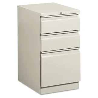 HON® Brigade Mobile Pedestal with Pencil Tray Insert, 3-Drawer, Box/Box/File, Letter Size, Light Gray
