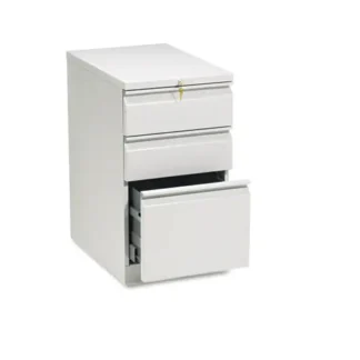 HON® Brigade Mobile Pedestal with Pencil Tray Insert, 3-Drawer Box/Box/File, Light Gray, 15"W x 22.88"D x 28"H