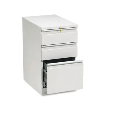 HON® Brigade Mobile Pedestal with Pencil Tray Insert, 3-Drawer Box/Box/File, Light Gray, 15"W x 22.88"D x 28"H
