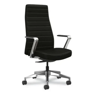 HON® Cofi Executive High Back Chair, Supports Up to 300 lb, 15.5 to 20.5 Seat Height, Black Seat/Back, Polished Aluminum Base
