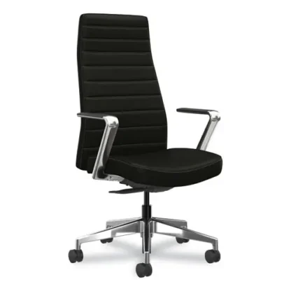 HON® Cofi Executive High Back Chair, Supports Up to 300 lb, 15.5 to 20.5 Seat Height, Black Seat/Back, Polished Aluminum Base