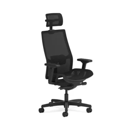HON® Ignition 2.0 4-Way Stretch Mesh Back/Seat Task Chair with Headrest, Supports Up to 300 lbs, 17" to 21" Seat, Black Seat/Base