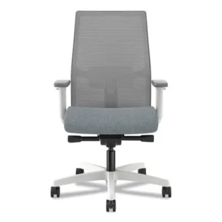 HON® Ignition 2.0 4-Way Stretch Mid-Back Mesh Task Chair, Basalt Seat, Fog Back, Designer White Base