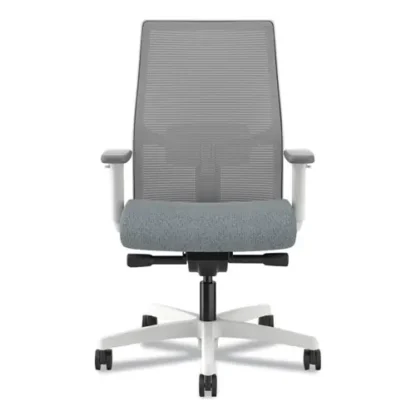 HON® Ignition 2.0 4-Way Stretch Mid-Back Mesh Task Chair, Basalt Seat, Fog Back, Designer White Base