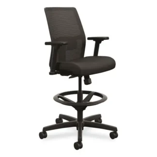 HON® Ignition 2.0 Ilira-Stretch Mesh Back Task Stool, Supports Up to 300 lb, 23" to 32" Seat Height, Black