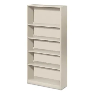 HON® Metal Bookcase, Five-Shelf, 34.5w x 12.63d x 71h, Light Gray
