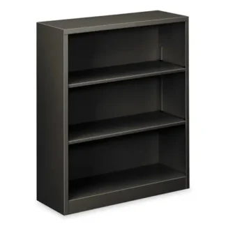 HON® Metal Bookcase, Three-Shelf, 34.5w x 12.63d x 41h, Charcoal